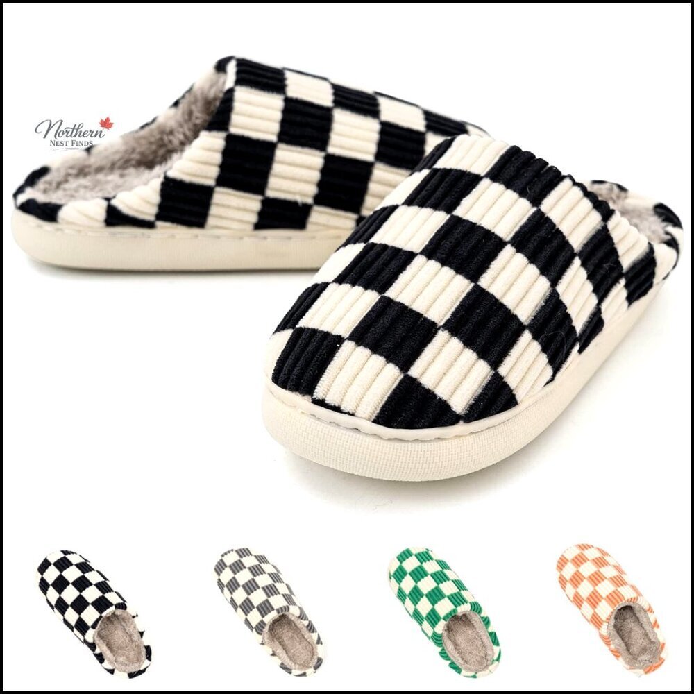 Memory Foam Slippers with Faux Fur Lining, Indoor Outdoor House Shoes